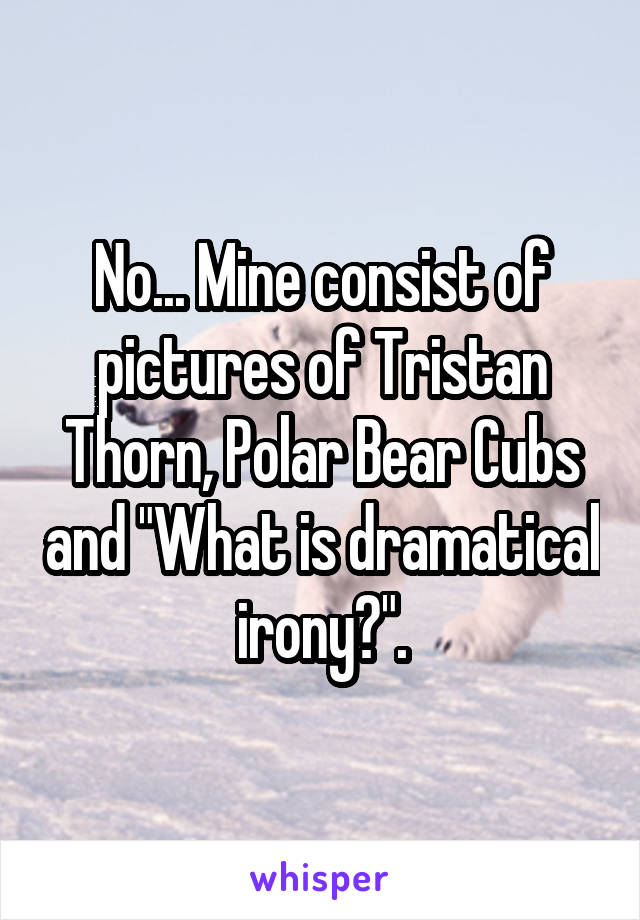 No... Mine consist of pictures of Tristan Thorn, Polar Bear Cubs and "What is dramatical irony?".