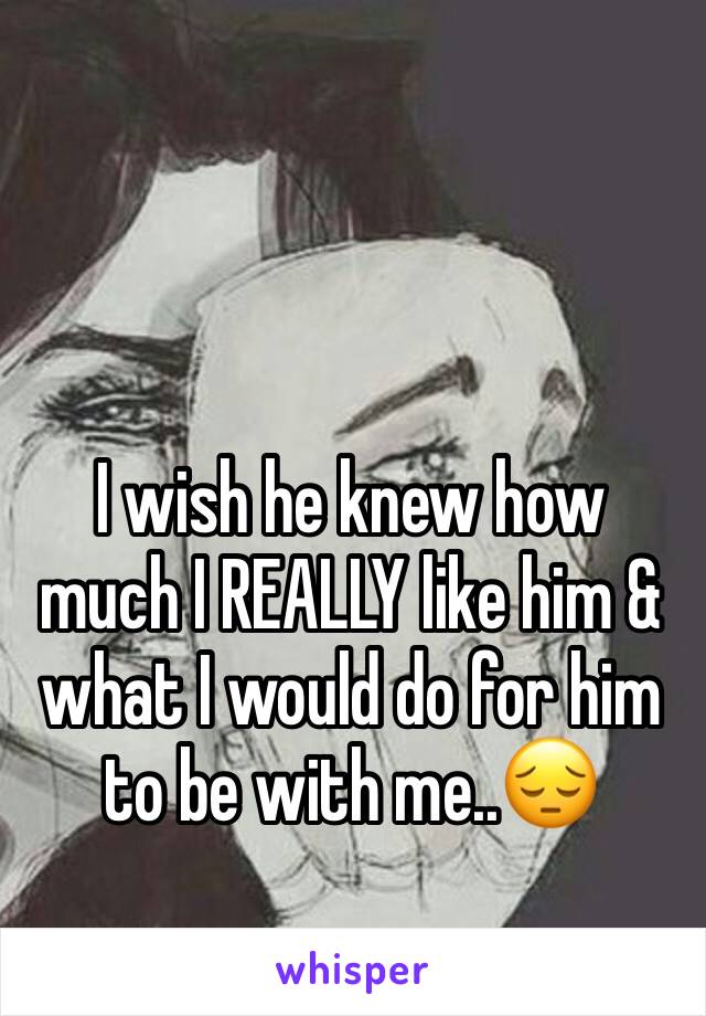 I wish he knew how much I REALLY like him & what I would do for him to be with me..😔