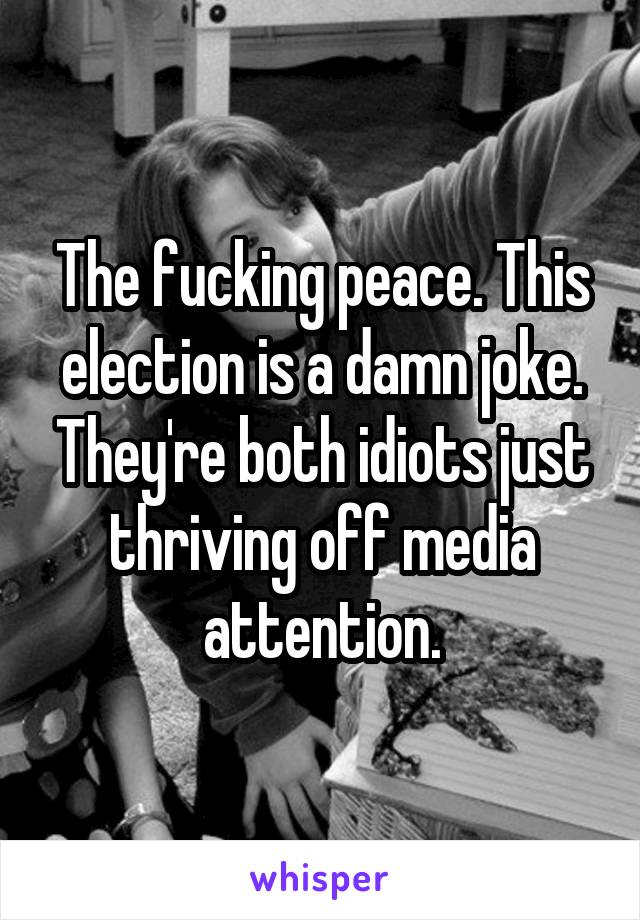 The fucking peace. This election is a damn joke. They're both idiots just thriving off media attention.