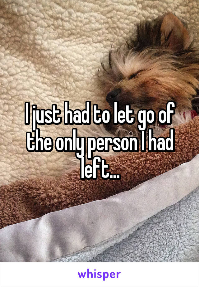 I just had to let go of the only person I had left...