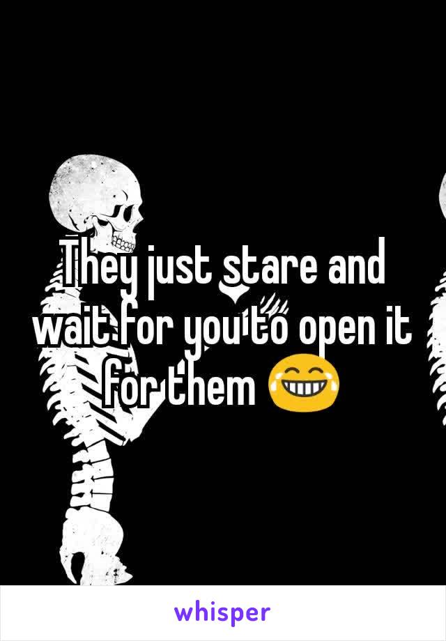 They just stare and wait for you to open it for them 😂