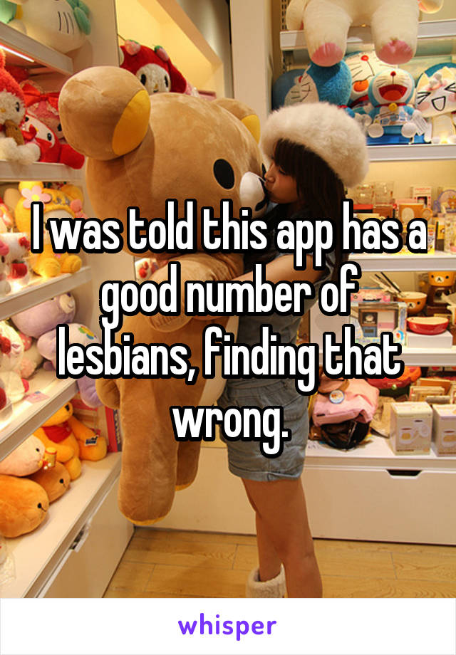 I was told this app has a good number of lesbians, finding that wrong.