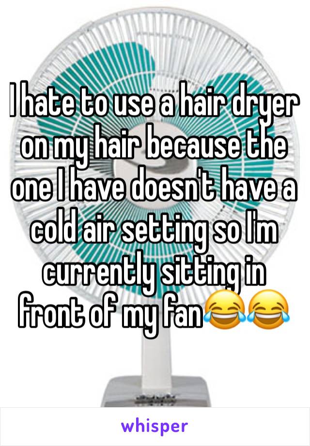 I hate to use a hair dryer on my hair because the one I have doesn't have a cold air setting so I'm currently sitting in front of my fan😂😂