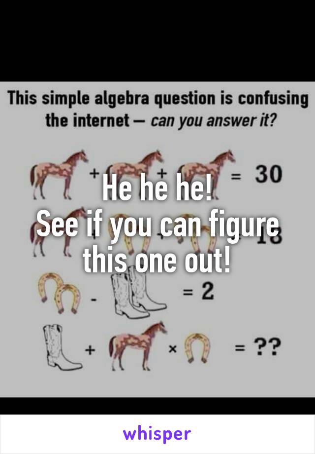 He he he!
See if you can figure this one out!