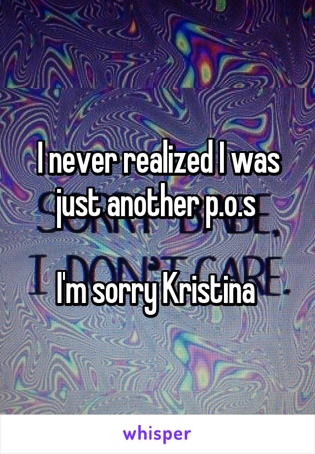 I never realized I was just another p.o.s 

I'm sorry Kristina 