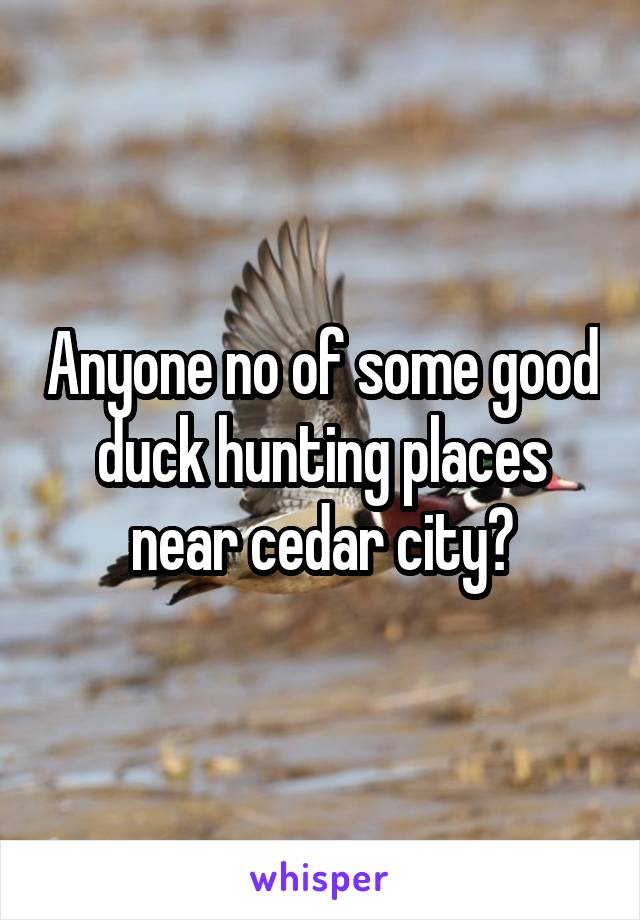 Anyone no of some good duck hunting places near cedar city?