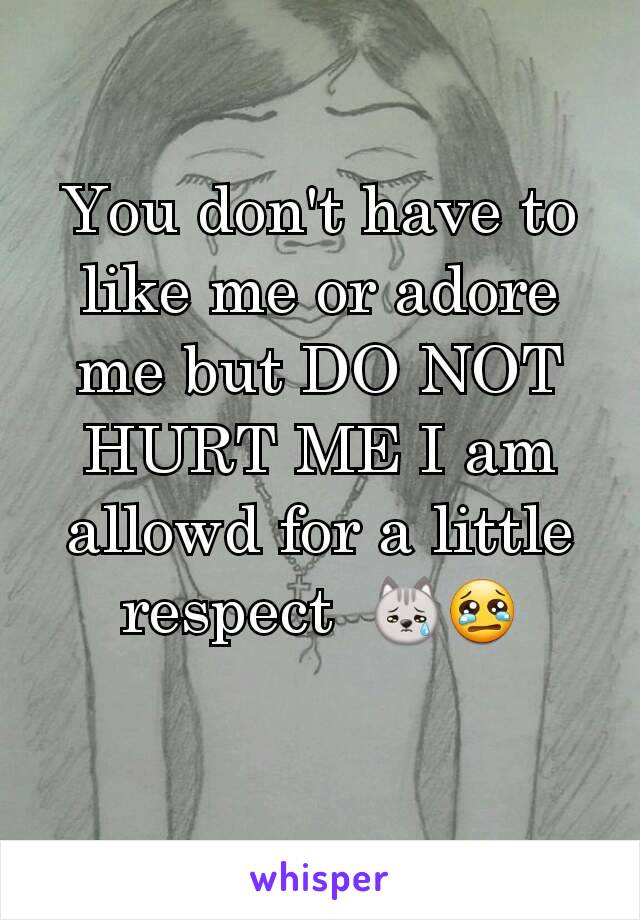 You don't have to like me or adore me but DO NOT HURT ME I am  allowd for a little  respect  😿😢