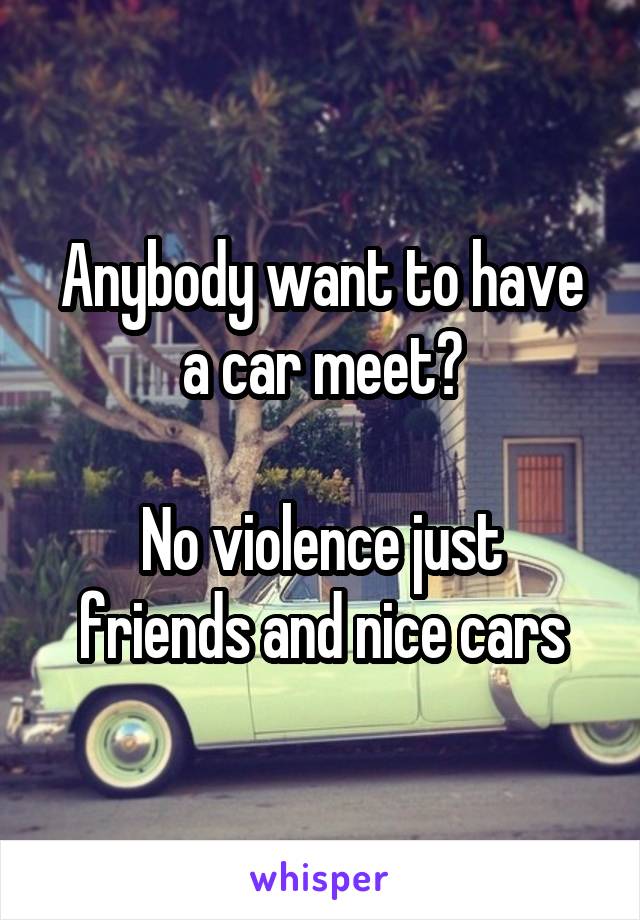 Anybody want to have a car meet?

No violence just friends and nice cars