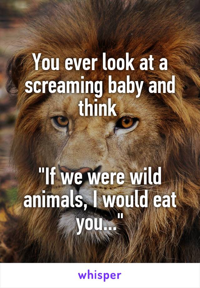 You ever look at a screaming baby and think 


"If we were wild animals, I would eat you..."