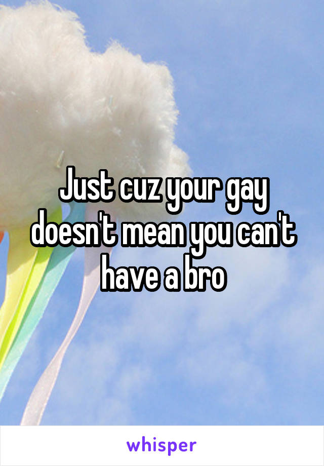 Just cuz your gay doesn't mean you can't have a bro