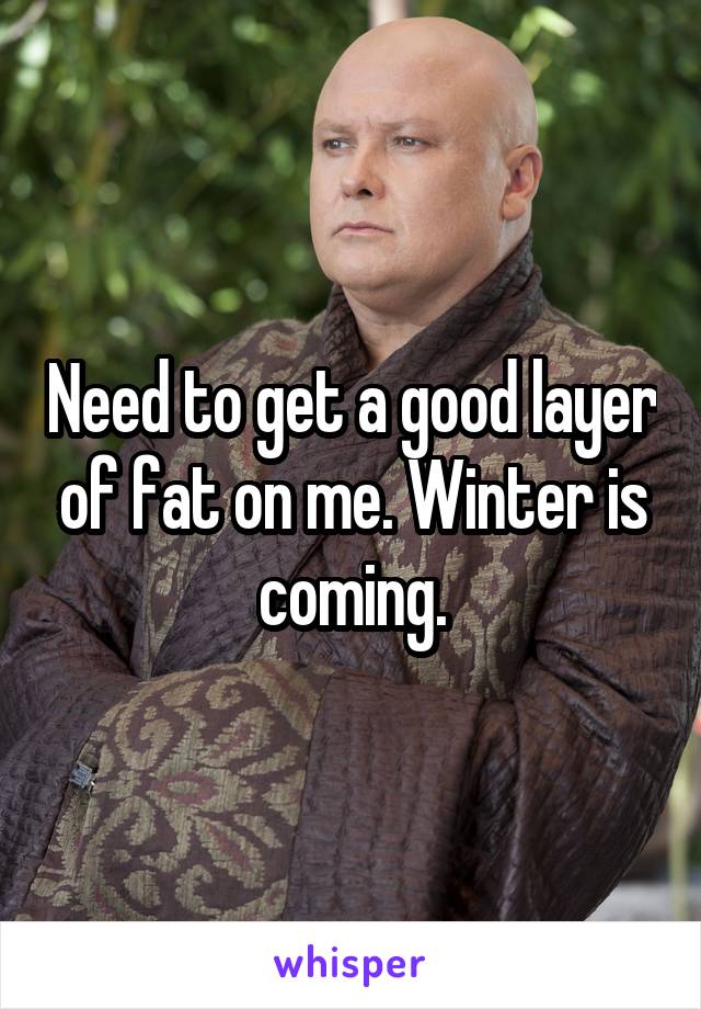 Need to get a good layer of fat on me. Winter is coming.