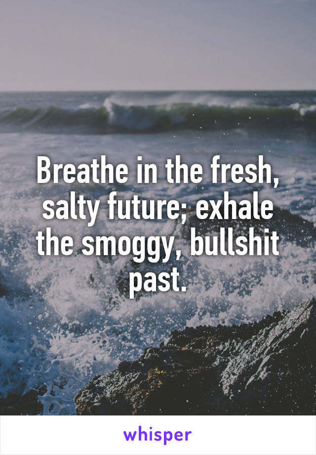 Breathe in the fresh, salty future; exhale the smoggy, bullshit past.