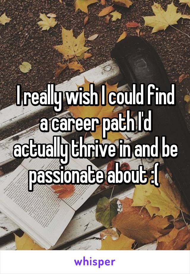 I really wish I could find a career path I'd actually thrive in and be passionate about :( 