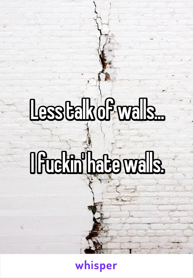 Less talk of walls...

I fuckin' hate walls.