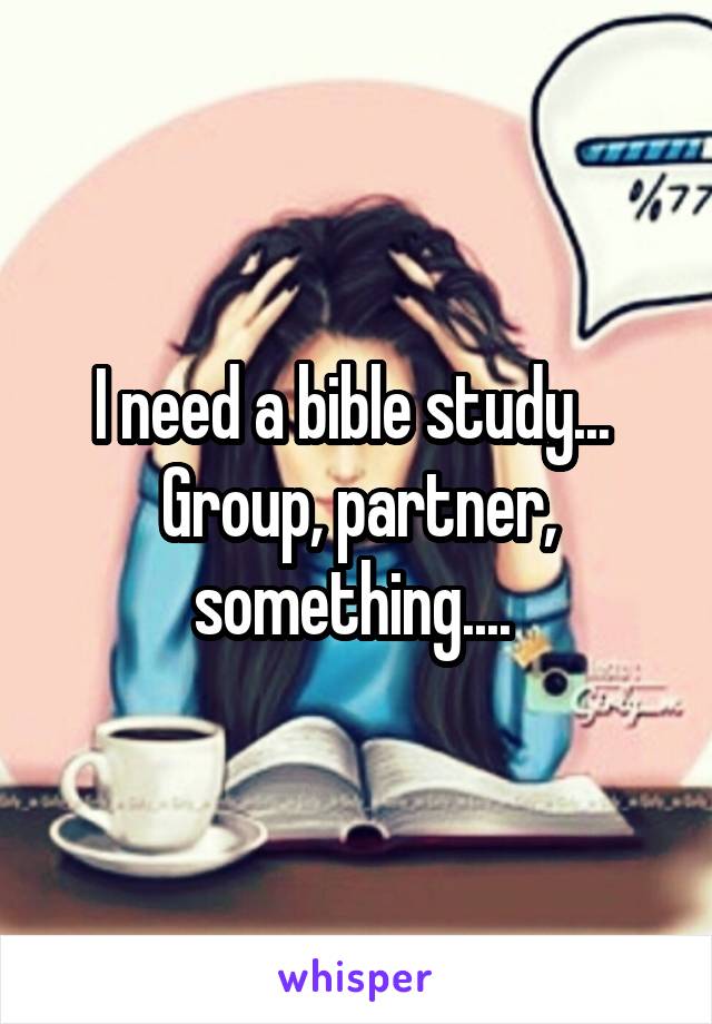 I need a bible study... 
Group, partner, something.... 