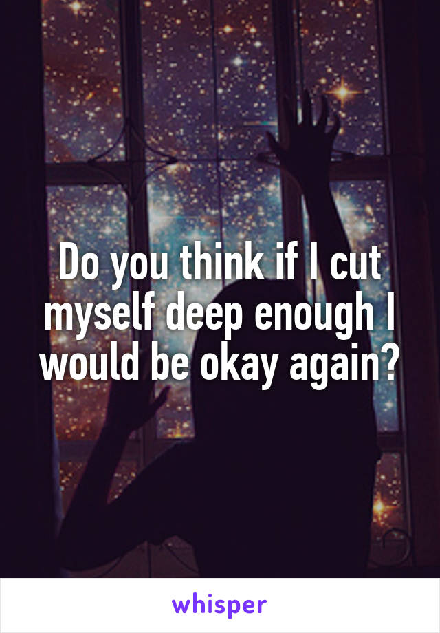 Do you think if I cut myself deep enough I would be okay again?