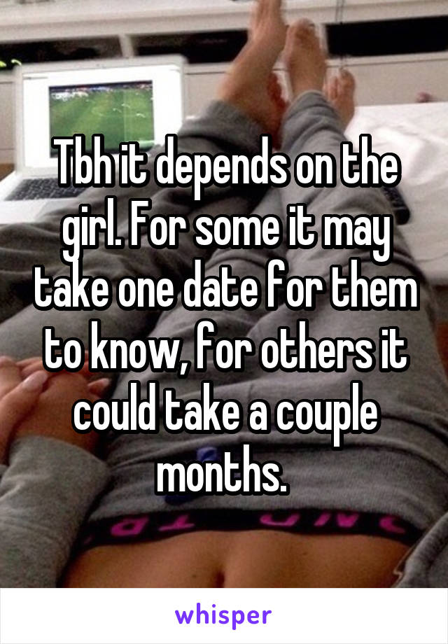 Tbh it depends on the girl. For some it may take one date for them to know, for others it could take a couple months. 