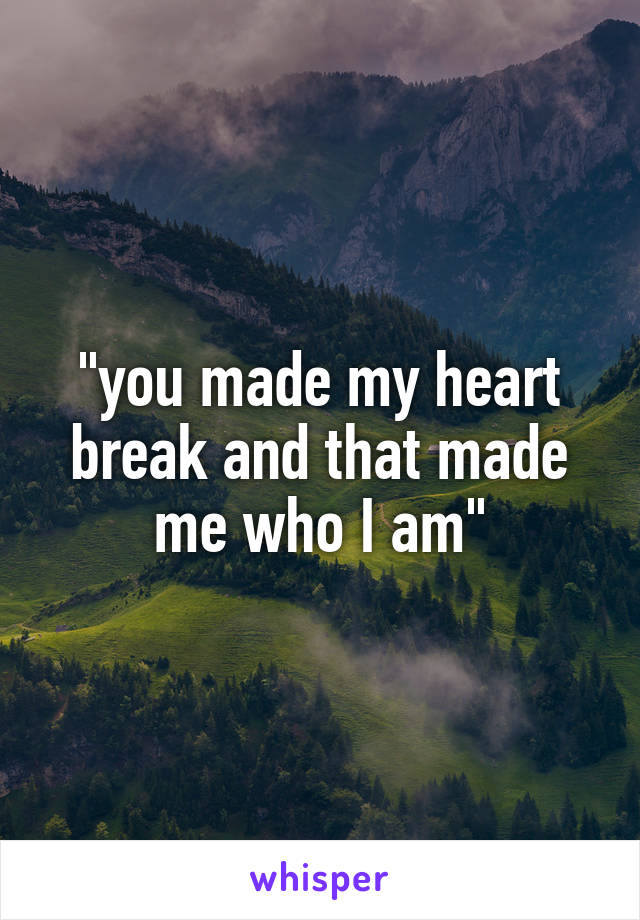 "you made my heart break and that made me who I am"