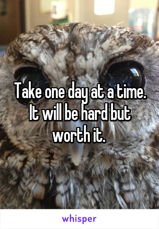 Take one day at a time. It will be hard but worth it. 