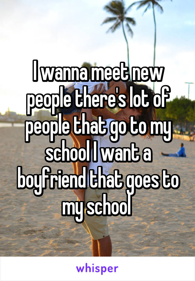 I wanna meet new people there's lot of people that go to my school I want a boyfriend that goes to my school 