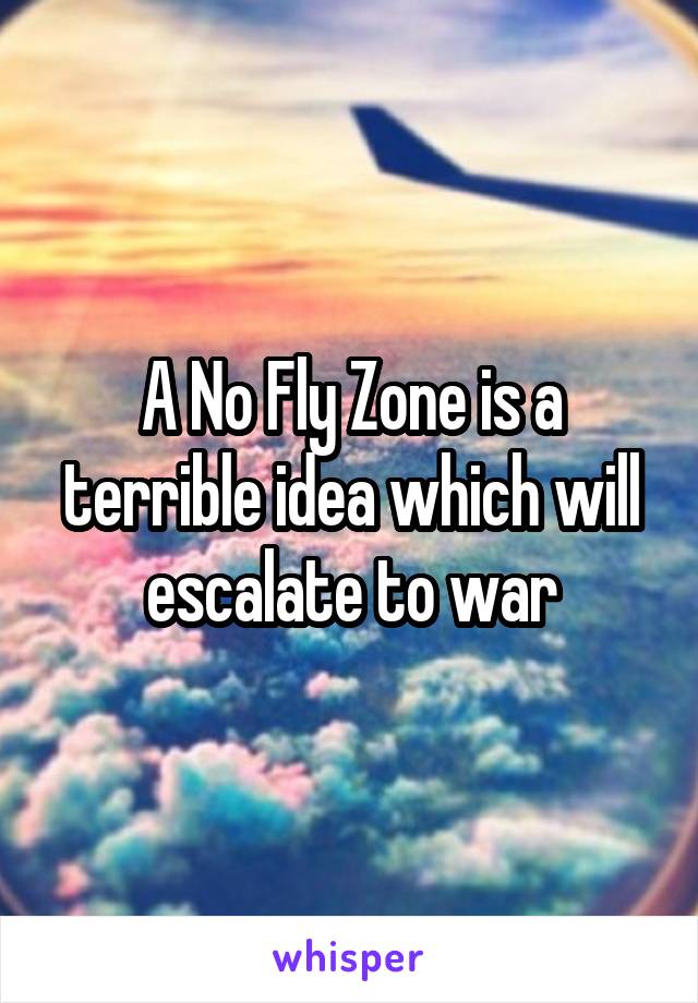 A No Fly Zone is a terrible idea which will escalate to war