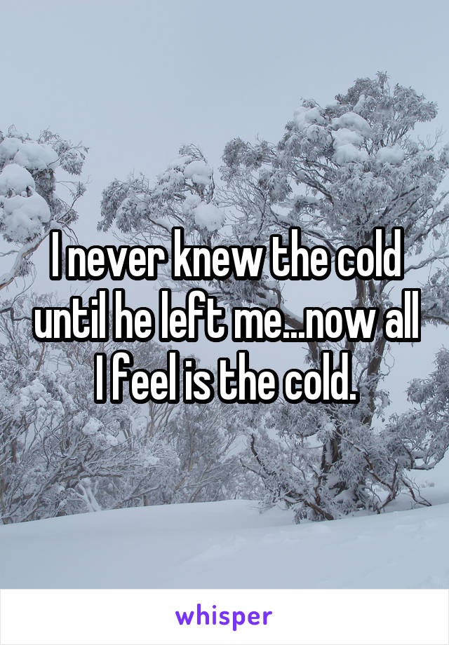 I never knew the cold until he left me...now all I feel is the cold.