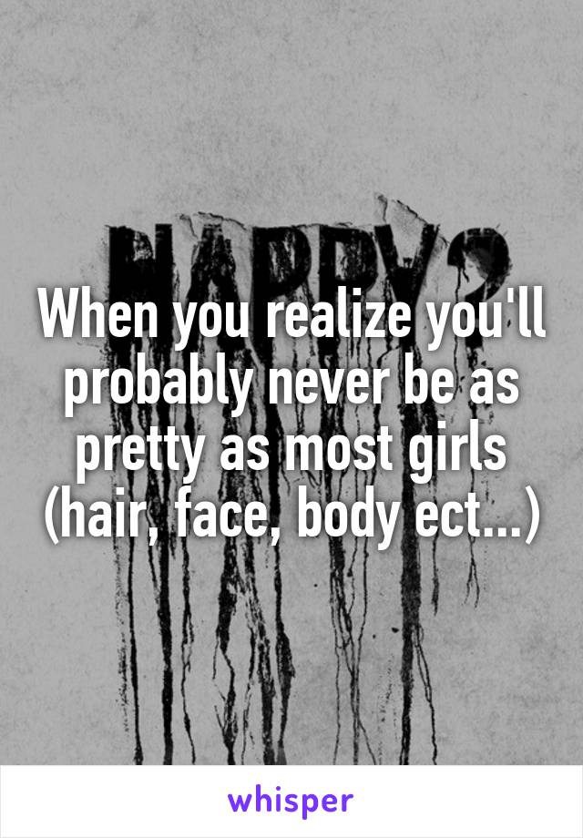 When you realize you'll probably never be as pretty as most girls (hair, face, body ect...)