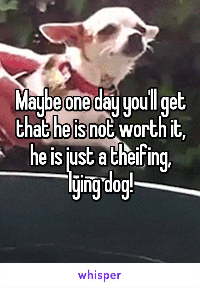 Maybe one day you'll get that he is not worth it, he is just a theifing, lying dog!