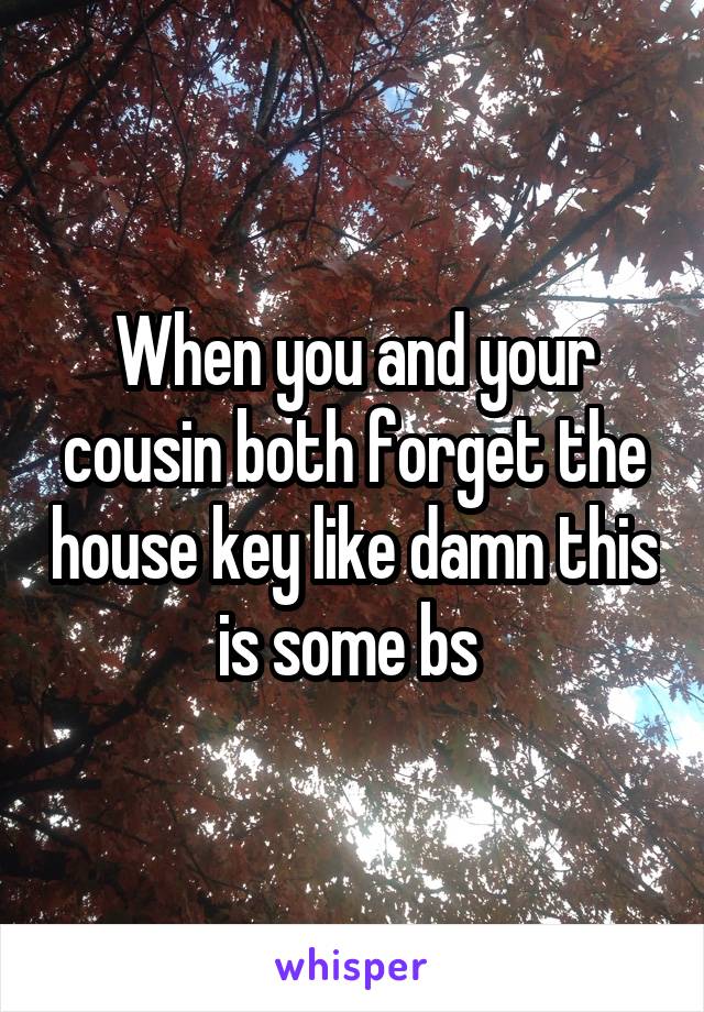 When you and your cousin both forget the house key like damn this is some bs 