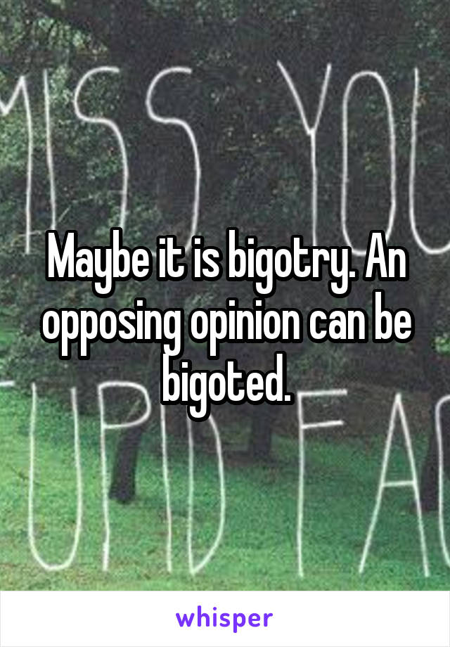 Maybe it is bigotry. An opposing opinion can be bigoted.