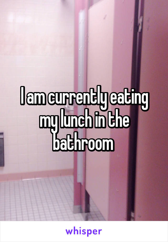 I am currently eating my lunch in the bathroom 