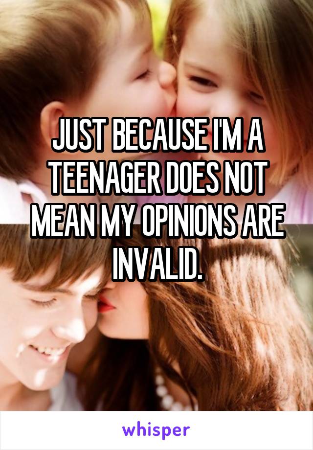 JUST BECAUSE I'M A TEENAGER DOES NOT MEAN MY OPINIONS ARE INVALID.
