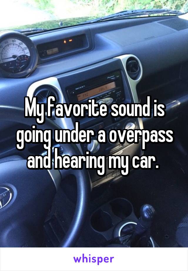 My favorite sound is going under a overpass and hearing my car. 