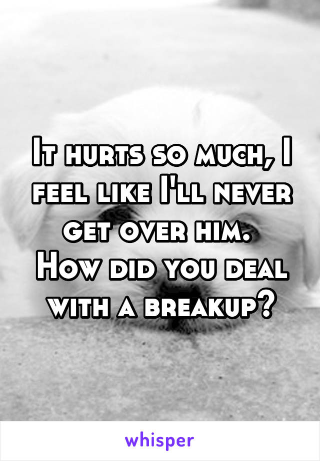 It hurts so much, I feel like I'll never get over him. 
How did you deal with a breakup?