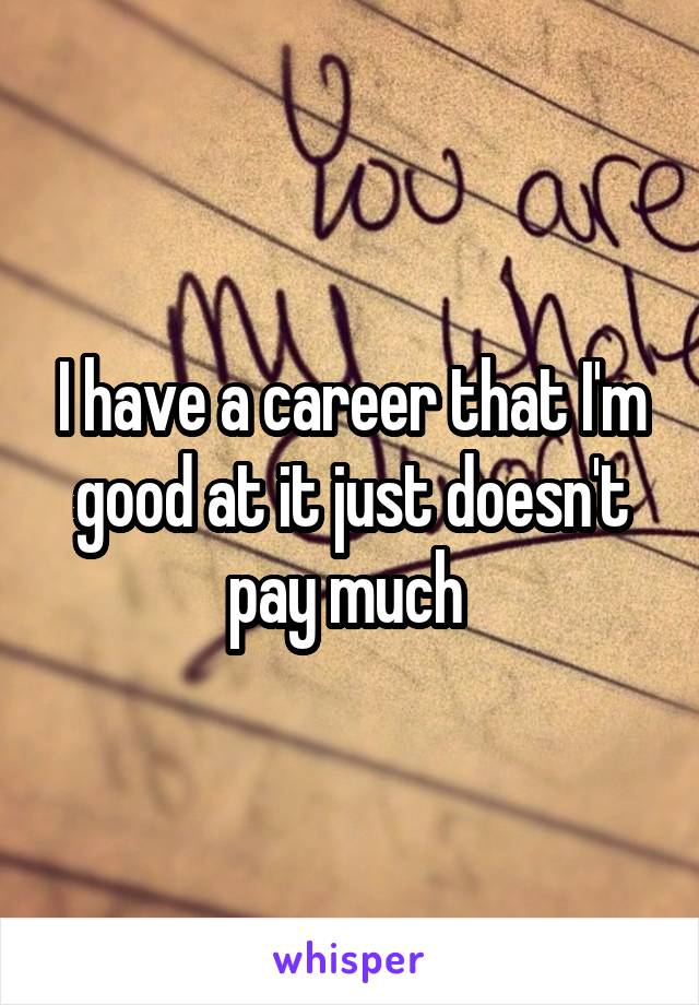 I have a career that I'm good at it just doesn't pay much 