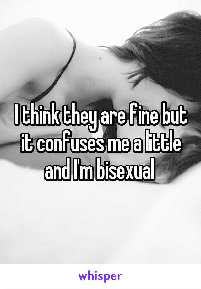 I think they are fine but it confuses me a little and I'm bisexual 