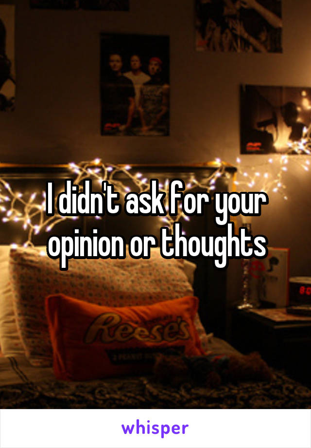 I didn't ask for your opinion or thoughts