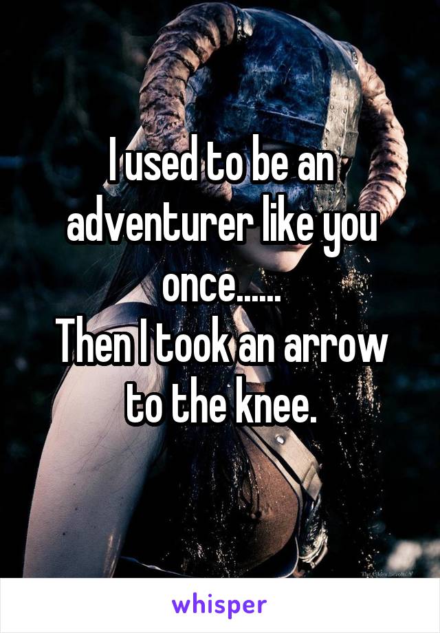 I used to be an adventurer like you once......
Then I took an arrow to the knee.
