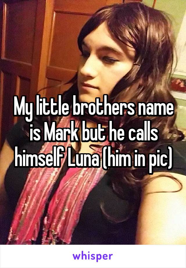 My little brothers name is Mark but he calls himself Luna (him in pic)