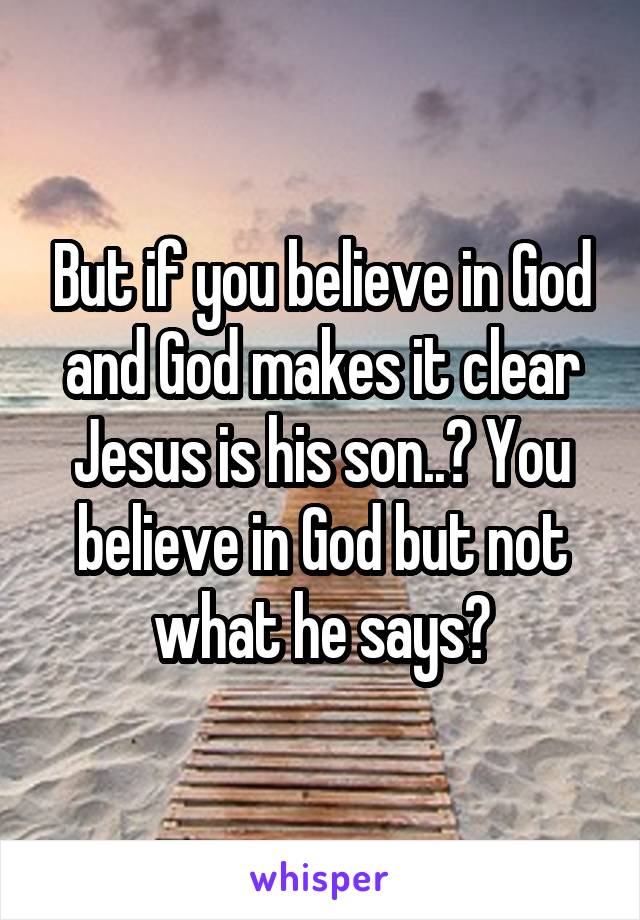 But if you believe in God and God makes it clear Jesus is his son..? You believe in God but not what he says?