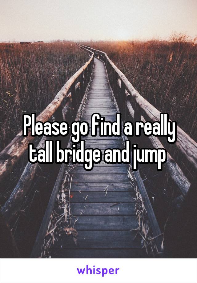 Please go find a really tall bridge and jump 