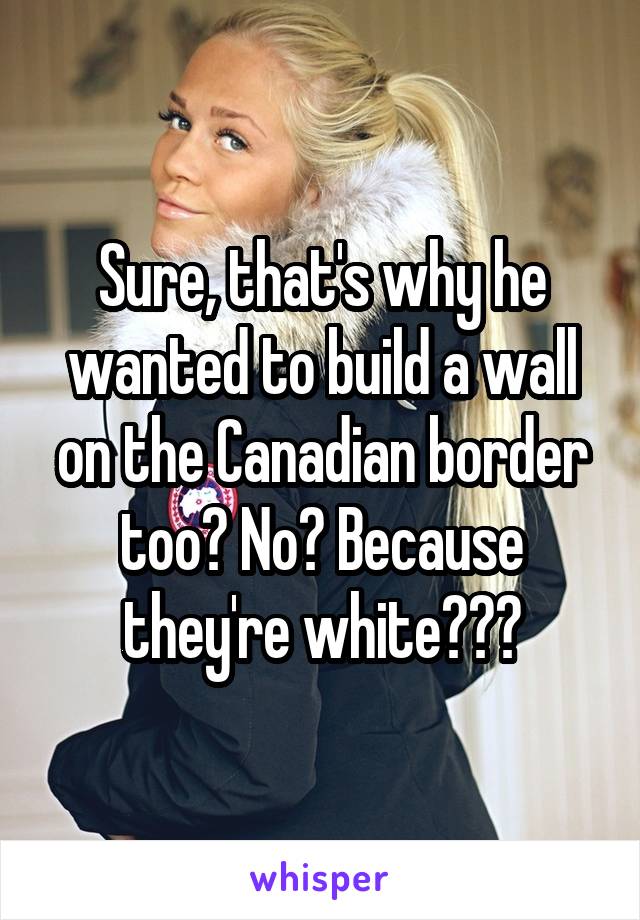 Sure, that's why he wanted to build a wall on the Canadian border too? No? Because they're white???