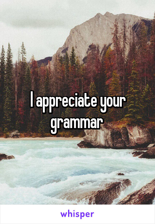 I appreciate your grammar 