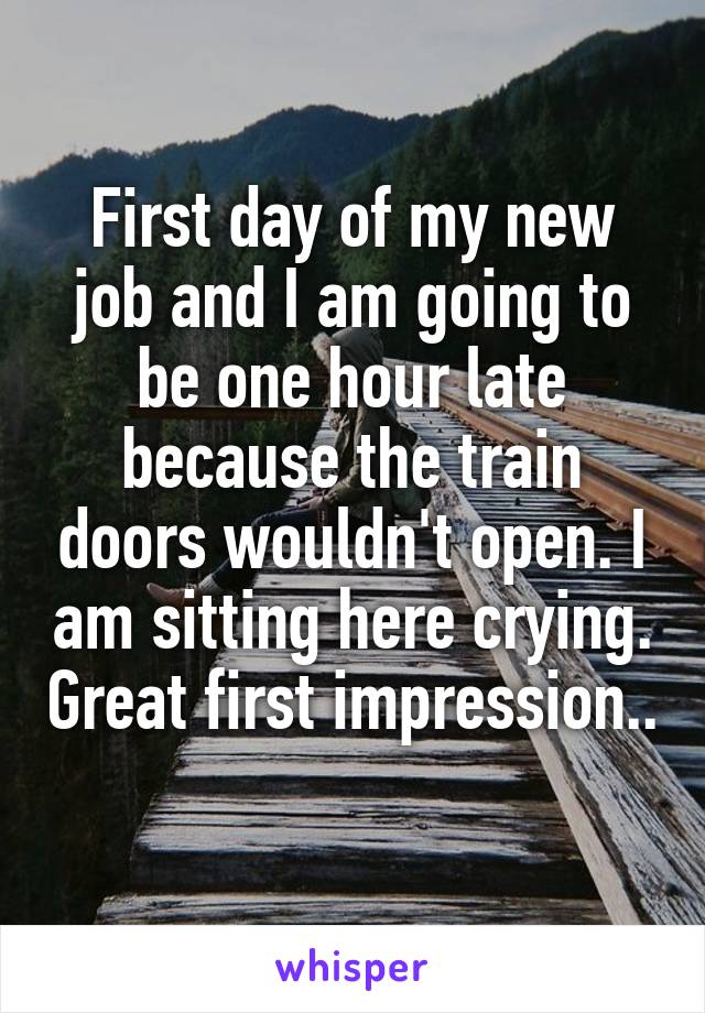 First day of my new job and I am going to be one hour late because the train doors wouldn't open. I am sitting here crying. Great first impression.. 