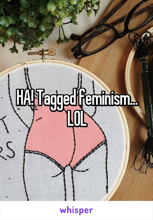 HA! Tagged feminism... LOL