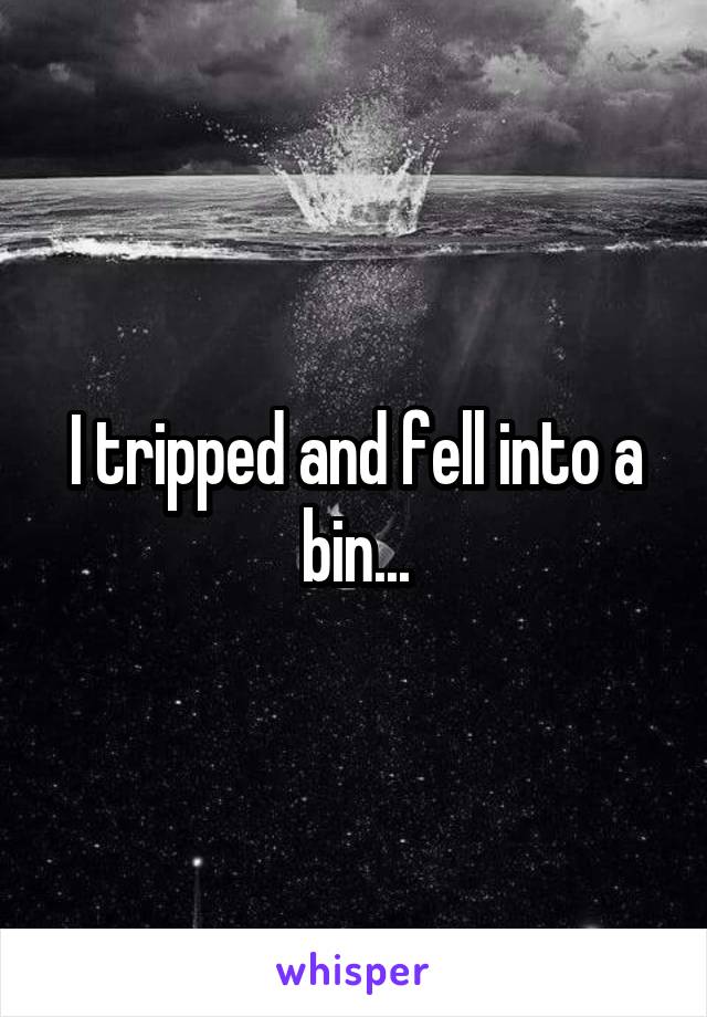 I tripped and fell into a bin...