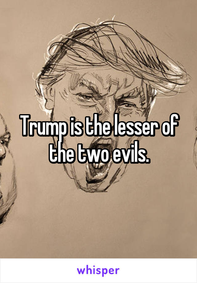 Trump is the lesser of the two evils.