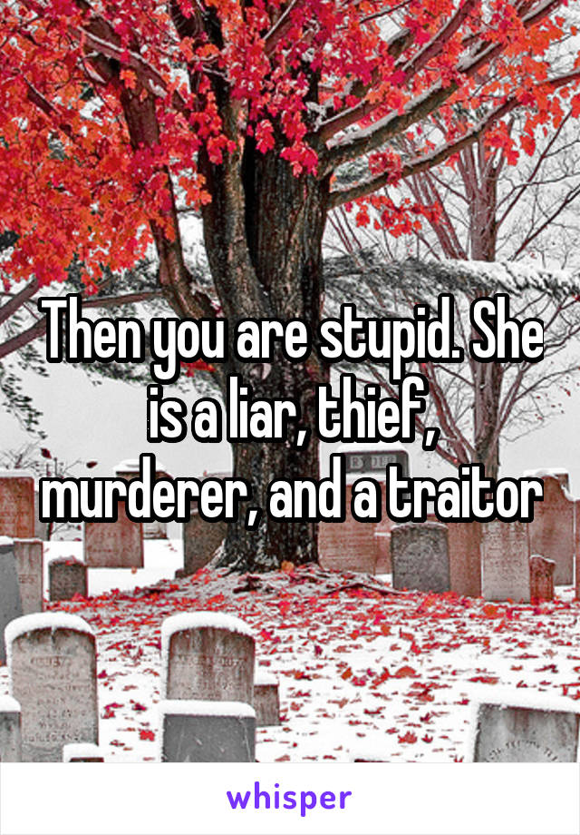 Then you are stupid. She is a liar, thief, murderer, and a traitor