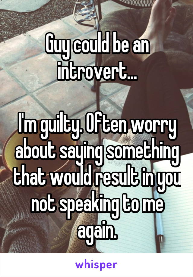 Guy could be an introvert...

I'm guilty. Often worry about saying something that would result in you not speaking to me again.