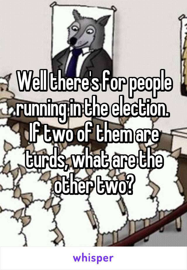 Well there's for people running in the election. 
If two of them are turds, what are the other two?